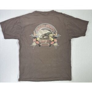 Cocoa Beach Surf Co. Florida T-Shirt Men's Large Brown Vintage Graphic Tee